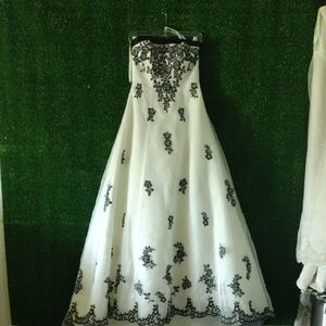 David's Bridal Ivory and Black Gown